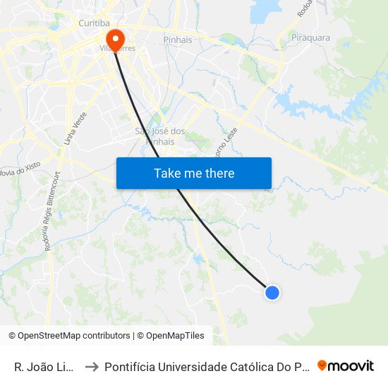 R. João Lipinski to Pontifícia Universidade Católica Do Paraná Pucpr map