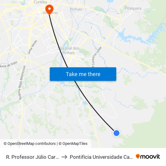 R. Professor Júlio Carvalho Gomes, 6100 to Pontifícia Universidade Católica Do Paraná Pucpr map