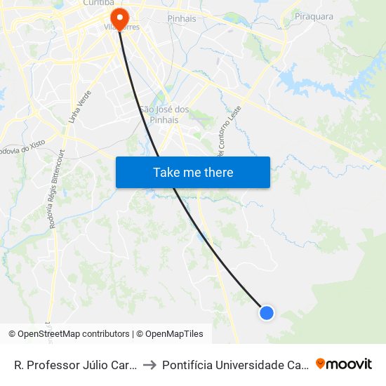 R. Professor Júlio Carvalho Gomes, 4226 to Pontifícia Universidade Católica Do Paraná Pucpr map