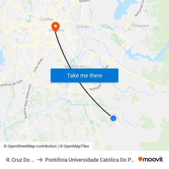 R. Cruz Do Galo to Pontifícia Universidade Católica Do Paraná Pucpr map