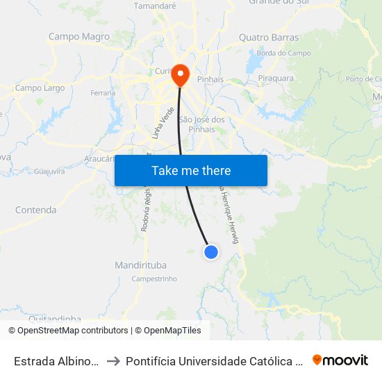 Estrada Albino Mickosz to Pontifícia Universidade Católica Do Paraná Pucpr map