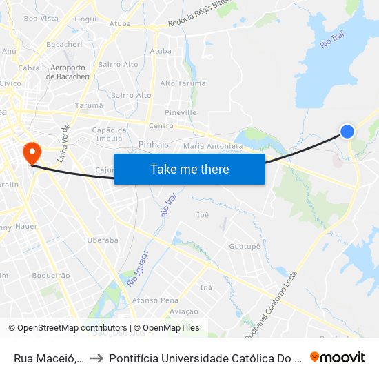 Rua Maceió, 1223 to Pontifícia Universidade Católica Do Paraná Pucpr map
