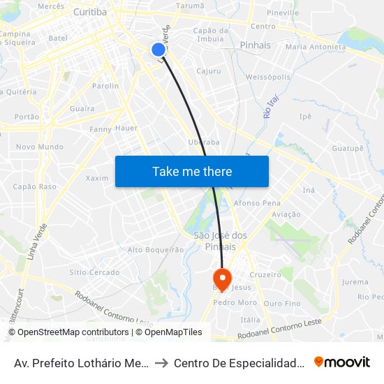 Av. Prefeito Lothário Meissner, 836 to Centro De Especialidades Médicas map