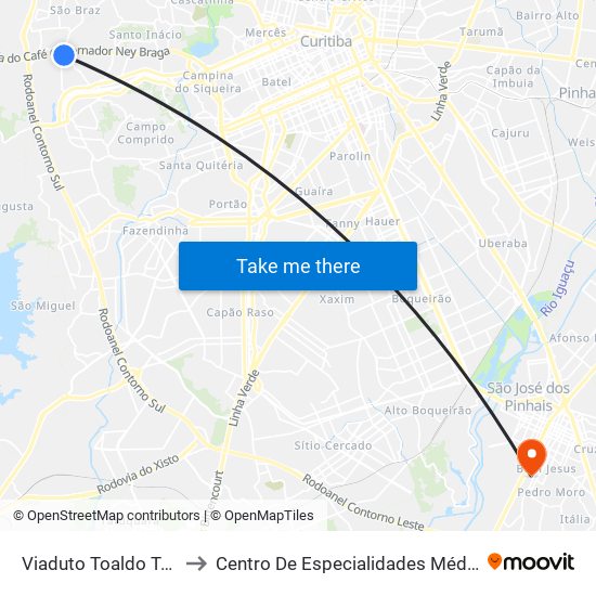 Viaduto Toaldo Túlio to Centro De Especialidades Médicas map