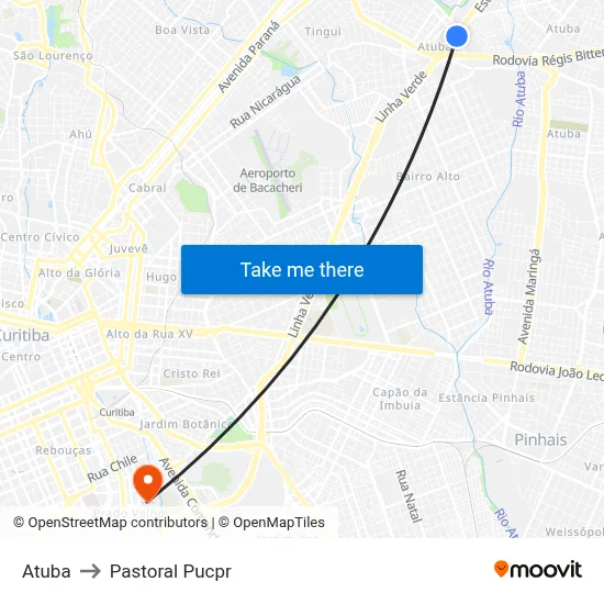 Atuba to Pastoral Pucpr map