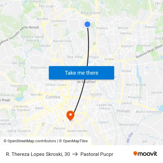 R. Thereza Lopes Skroski, 30 to Pastoral Pucpr map