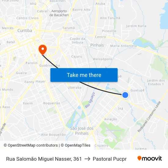 Rua Salomão Miguel Nasser, 361 to Pastoral Pucpr map
