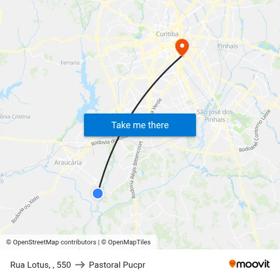 Rua Lotus, , 550 to Pastoral Pucpr map