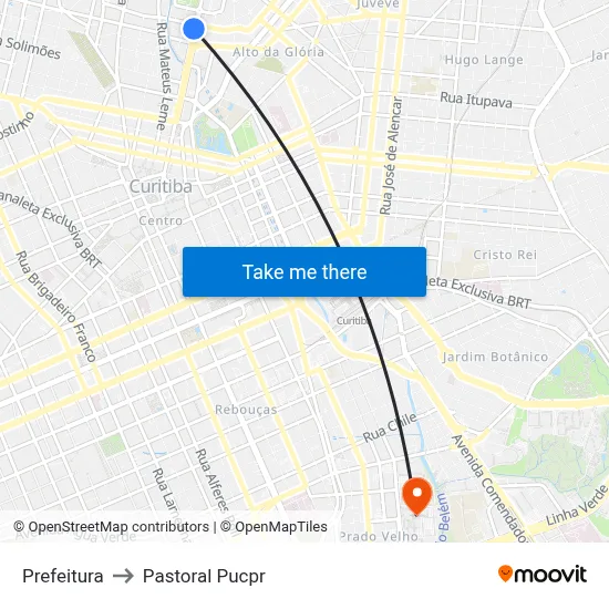 Prefeitura to Pastoral Pucpr map