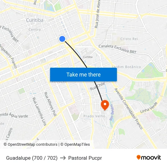 Guadalupe (700 / 702) to Pastoral Pucpr map