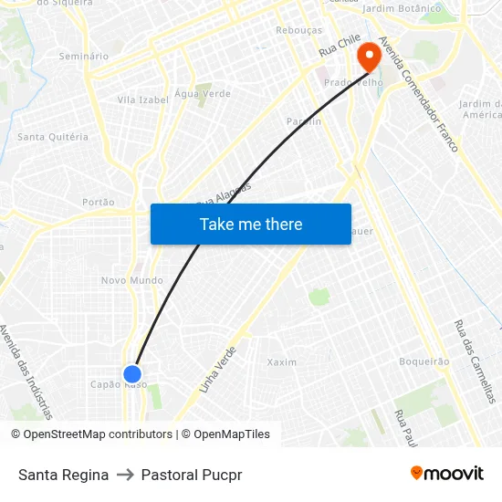 Santa Regina to Pastoral Pucpr map