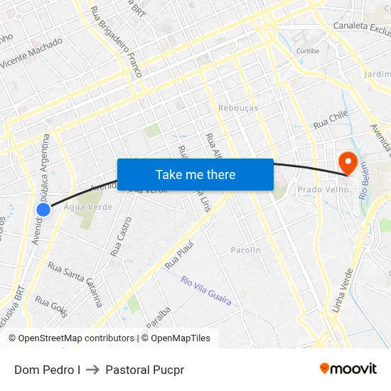 Dom Pedro I to Pastoral Pucpr map