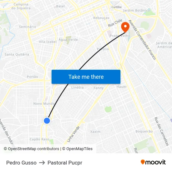 Pedro Gusso to Pastoral Pucpr map