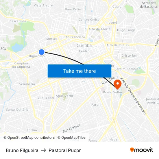 Bruno Filgueira to Pastoral Pucpr map