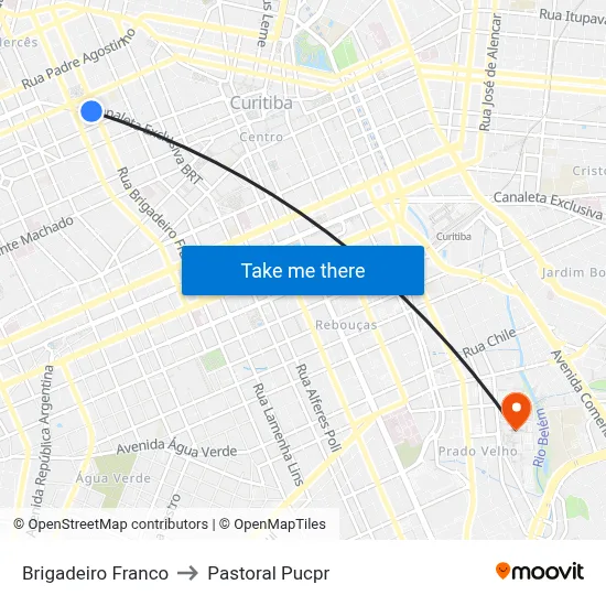 Brigadeiro Franco to Pastoral Pucpr map