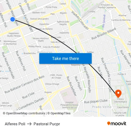 Alferes Poli to Pastoral Pucpr map