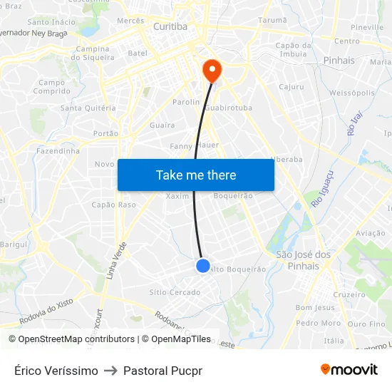 Érico Veríssimo to Pastoral Pucpr map