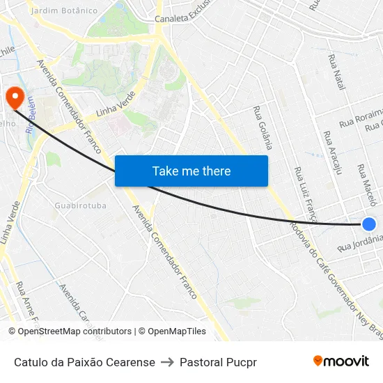 Catulo da Paixão Cearense to Pastoral Pucpr map