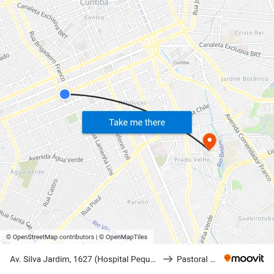 Av. Silva Jardim, 1627 (Hospital Pequeno Príncipe) to Pastoral Pucpr map