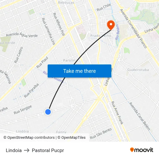 Lindoia to Pastoral Pucpr map