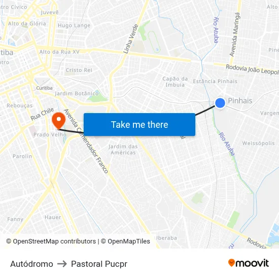 Autódromo to Pastoral Pucpr map