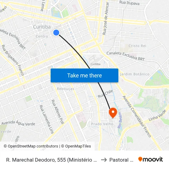 R. Marechal Deodoro, 555 (Ministério da Economia) to Pastoral Pucpr map