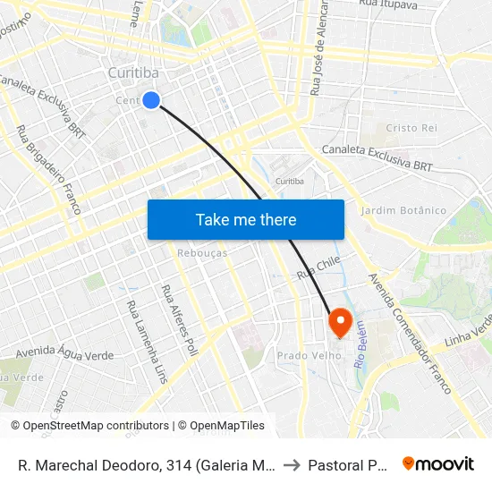 R. Marechal Deodoro, 314 (Galeria Minerva) to Pastoral Pucpr map