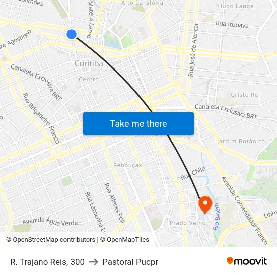 R. Trajano Reis, 300 to Pastoral Pucpr map
