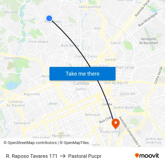 R. Raposo Tavares 171 to Pastoral Pucpr map