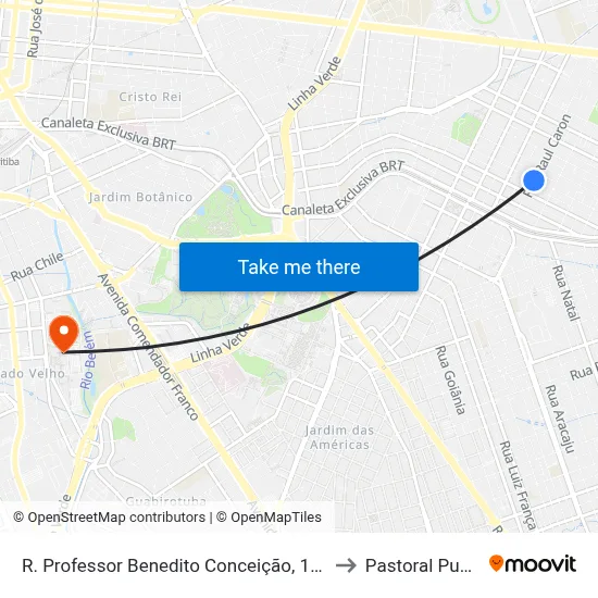 R. Professor Benedito Conceição, 1130 to Pastoral Pucpr map