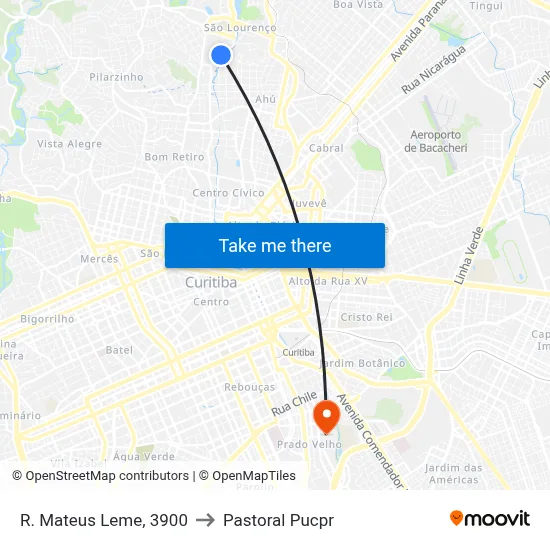 R. Mateus Leme, 3900 to Pastoral Pucpr map