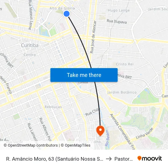 R. Amâncio Moro, 63 (Santuário Nossa Senhora do Perpétuo Socorro) to Pastoral Pucpr map