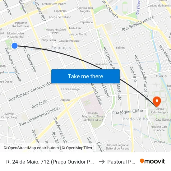 R. 24 de Maio, 712 (Praça Ouvidor Pardinho) to Pastoral Pucpr map