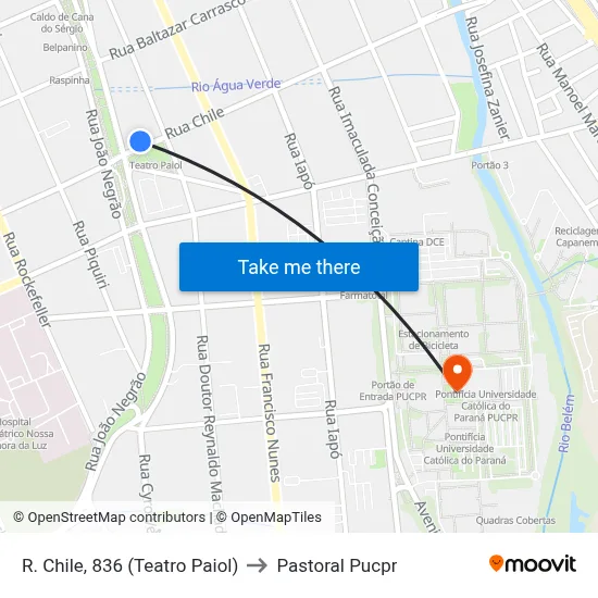 R. Chile, 836 (Teatro Paiol) to Pastoral Pucpr map