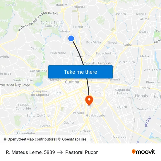 R. Mateus Leme, 5839 to Pastoral Pucpr map