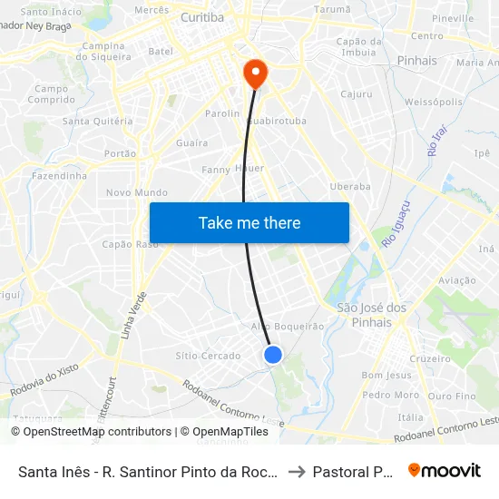 Santa Inês - R. Santinor Pinto da Rocha, 250 to Pastoral Pucpr map