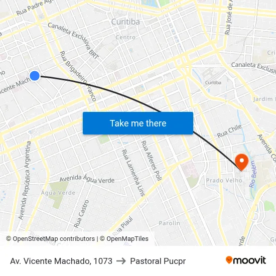 Av. Vicente Machado, 1073 to Pastoral Pucpr map