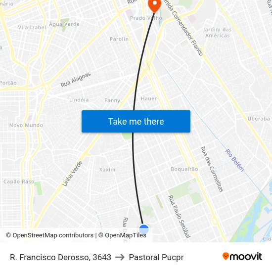 R. Francisco Derosso, 3643 to Pastoral Pucpr map