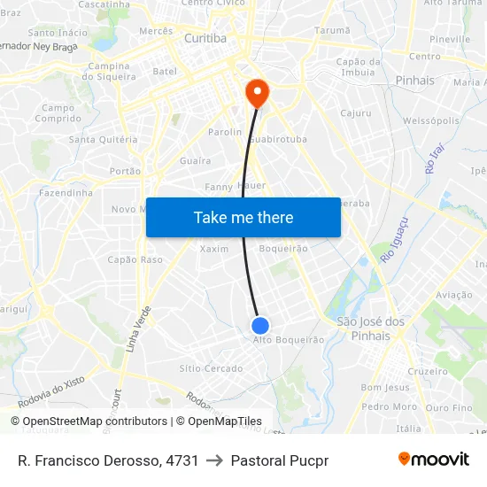 R. Francisco Derosso, 4731 to Pastoral Pucpr map