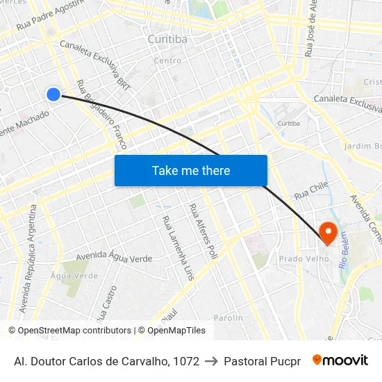 Al. Doutor Carlos de Carvalho, 1072 to Pastoral Pucpr map