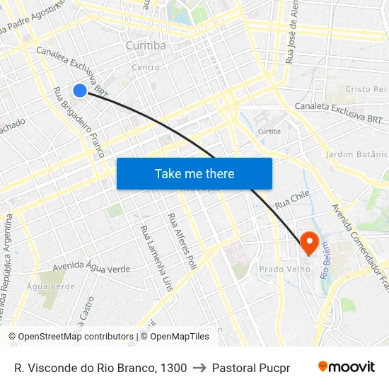 R. Visconde do Rio Branco, 1300 to Pastoral Pucpr map