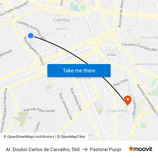 Al. Doutor Carlos de Carvalho, 560 to Pastoral Pucpr map