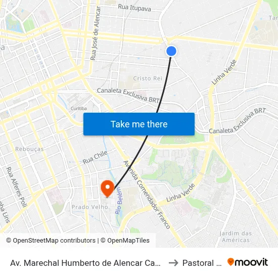 Av. Marechal Humberto de Alencar Castelo Branco, 215 to Pastoral Pucpr map
