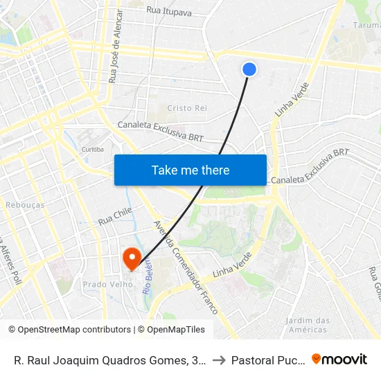 R. Raul Joaquim Quadros Gomes, 331 to Pastoral Pucpr map