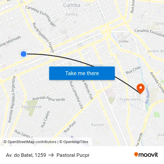 Av. do Batel, 1259 to Pastoral Pucpr map