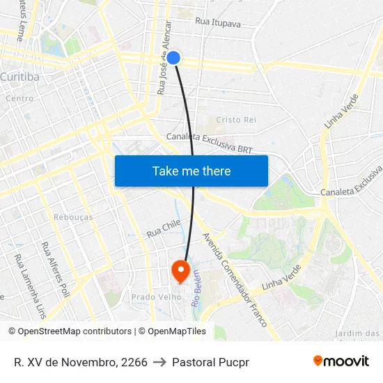 R. XV de Novembro, 2266 to Pastoral Pucpr map