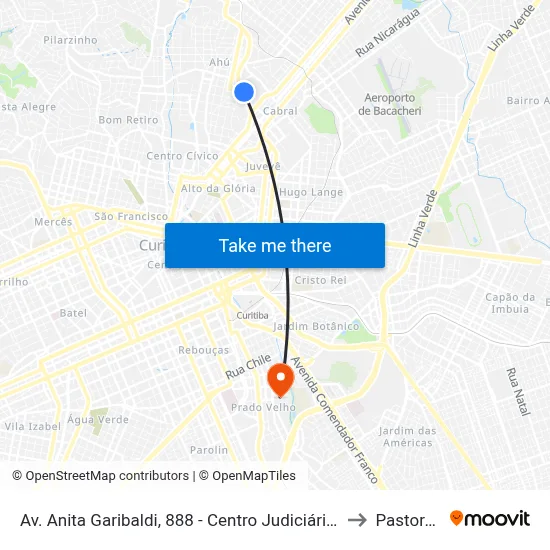 Av. Anita Garibaldi, 888 - Centro Judiciário De Curitiba (Justiça Federal) to Pastoral Pucpr map