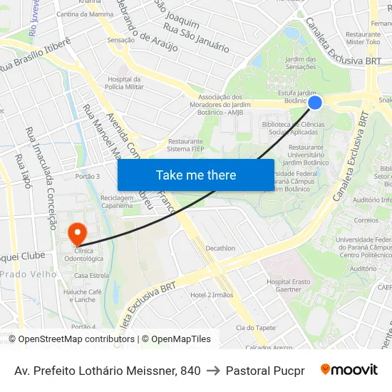 Av. Prefeito Lothário Meissner, 840 to Pastoral Pucpr map