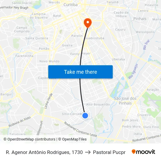 R. Agenor Antônio Rodrigues, 1730 to Pastoral Pucpr map