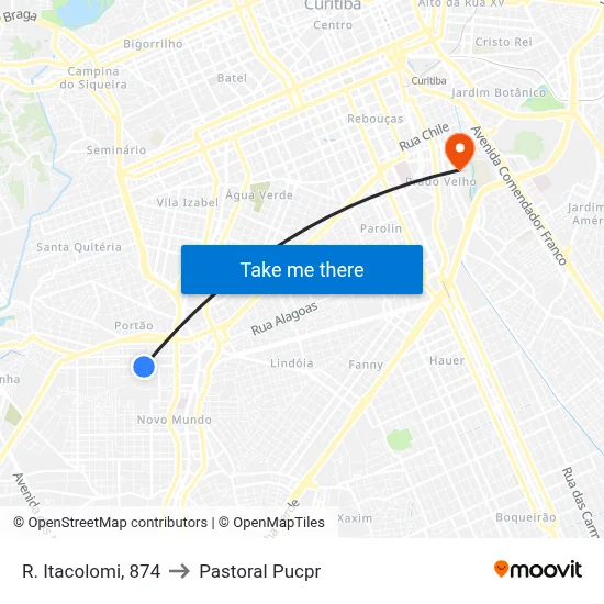 R. Itacolomi, 874 to Pastoral Pucpr map